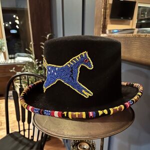 Hand beaded Native American style top hat